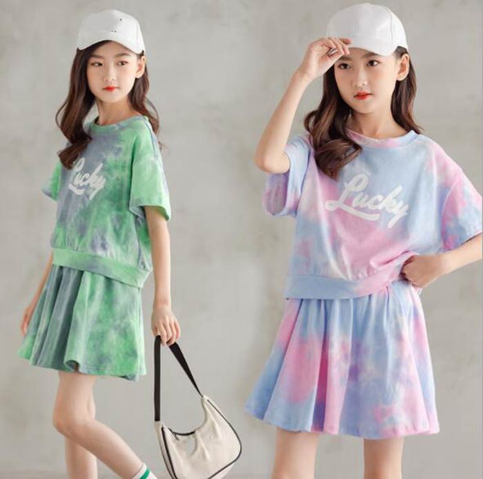 韓国 子供服 セットアップ 学生 女の子 半袖Tシャツ+スカート子ども服 上下セットキッズ ベビー マタニティ キッズファッション スーツ